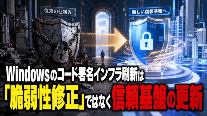 Windowsのコード署名インフラ刷新は「脆弱性修正」ではなく信頼基盤の更新