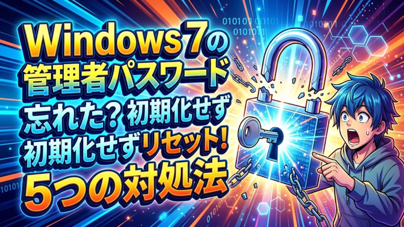 Windows 7の管理者パスワードを忘れた？初期化せず確実にリセットする5つの対処法