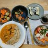 スパイスカレー。レンチン茄子とシラス。