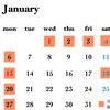 2020年1月の営業カレンダー