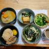 納豆卵かけごはん３日連続。高野豆腐。野菜味噌汁４日目