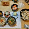 米粉の焼き物。アンペアの珈アメリカーノ。カボチャ煮。寄せ鍋。