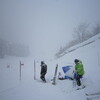 大雪の中ポール練習