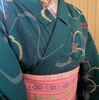 銘仙ぽいモスリンの単衣にインベーダ帯（桜）とアメコミ半襟で春コーデ
