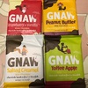 輸入菓子：東京ヨーロッパ貿易：GNAW（ノウ）（トフィーアップル・塩キャラメル・ピーナッツバター・ストロベリー&バニラ）