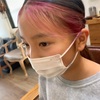 【キッズヘアカラー】ピンクのインナーカラーに薄め前髪▷ベビーヘアに最適