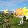 秋晴れの日に山下公園にお出かけ【ポケモンGOAR写真】ヒラヒナとクエスパトラと秋の花壇