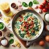 一人で楽しむ料理：ベーコンとほうれん草のクリームパスタ