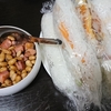 恵方巻き、大豆ベーコン、味噌汁