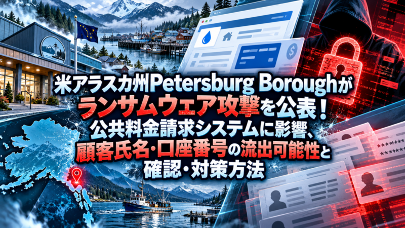 米アラスカ州Petersburg Boroughがランサムウェア攻撃を公表！公共料金請求システムに影響、顧客氏名・口座番号の流出可能性と確認・対策方法