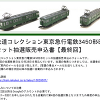 電車市場】9月30日～10月7日 第3回 鉄コレ東京急行電鉄3450形B