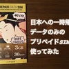 日本への一時帰国、データのみのプリペイドSIMを使ってみた