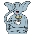 コーヒーを飲む象 のイラスト
