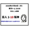 2026年07月09日（木） ○ 巨人 2-10 阪神 伊原陵人が復帰登板で好投！前川・森下の一発など打線爆発で首位攻防戦を勝ち越し