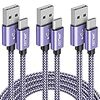 USB Type C ケーブル【1m/1m/1.8m 3本セット】JALIXI QC3.0対応 急速充電 高速データ転送 タイプcケーブル 高耐久ナイロン Galaxy Note 10 10 plus 9 8 S10 S9 A50 A51、Xperia XZ3 XZ2 XZ2 Premium、LG、GoPro Hero 5/6等タイプC機種対応 (パープル)