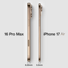 「iPhone 17 Air」と「iPhone 17 Pro Max」、厚さ以外は同一サイズに：リーカー