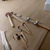 67、今井科学社製の帆船模型「1/80 日本丸」を作ります。甲板上の部品（舵、ボラード、ホイールハウス、通風筒など）の塗装。