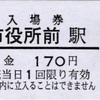 本日の切符：長野電鉄 市役所前駅発行 各種硬券（普通入場券・特別急行券・乗車券）