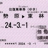 本日の使用切符：小田急電鉄 伊勢原駅発行 伊勢原-東林間 往復乗車券