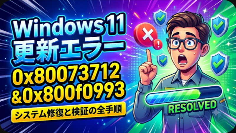 Windows11更新エラー0x80073712と0x800f0993を完全に解消するシステム修復と検証の全手順
