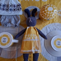 ミナペルホネンのうさぎのぬいぐるみ着せ替えお洋服づくり - はぴっち