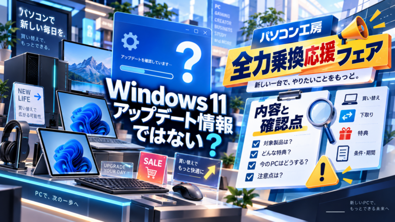 Windows 11アップデート情報ではない？パソコン工房「全力乗換応援フェア」の内容と確認点