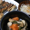 さんまの竜田揚げ、根菜の煮物、味噌汁～お昼ご飯はお好み焼きもどき