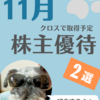 11月 クロスで取得予定の優待