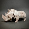 【至高のおりがみ】彩雲紙「大理石」で折るシロサイ。／"White Rhinoceros" with "Saiun Marble"