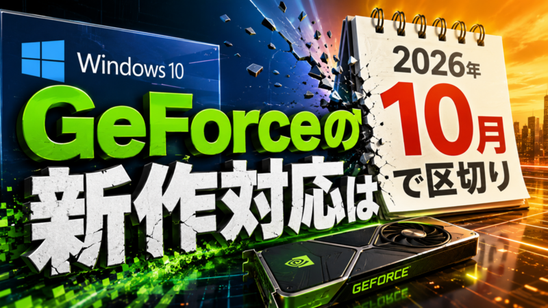 Windows 10向けGeForceの新作対応は2026年10月で区切り