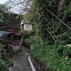 東山温泉（２）：温泉街と，緑に覆われた裏道。