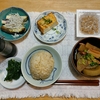 イカと大根の煮物(2日目)。ほうれん草。レンチン茄子とシラス