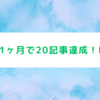 ブログ歴1ヶ月で20記事達成！PVは！?