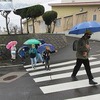 登校の風景：雨　６年生のいない班