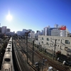 川越　駅前の歩道橋からの線路風景　#魚眼　#川越