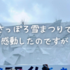 さっぽろ雪まつりで感動したのですが...