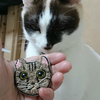 猫の刺繍ブローチ（２５個目）