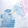 「お姫さまと妖精のぬり絵ブック」妖精さんを色鉛筆の青系３色で塗ってみた