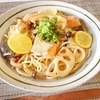 鮭ときのこのレモン醤油パスタ、豚肉の黒酢炒め