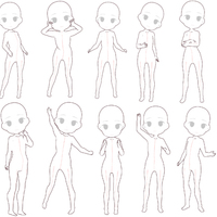 【トレスフリー】デフォルメミニキャラクターの立ち姿ポーズ集