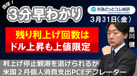 ドル/円３分早わかり「ドル上昇も上値限定、残り利上げ回数は－米国２月個人消費支出PCEデフレーター」2023年３月31日発表