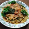 菜の花と海老のトマトクリームパスタ