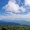 月山森から眺めた庄内平野。田んぼが少しずつ色づき始めていました。