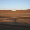 夕暮れのタクラマカン砂漠