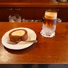 浅草の「コーヒーカウンターニシヤ」でキャラメルロールケーキ、エスプレッソトニック、エスプレッソ。