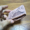 革財布の作成（小型薄型財布　レザーバーニング　富士山デザイン）