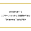Windows11でスクリーンショットは自動保存可能な「Snipping Tool」が便利
