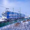 雪化粧の富山地鉄