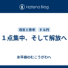 １点集中、そして解放へ