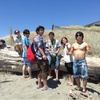夏のニュージーランドの浜辺でフィッシュアンドチップス